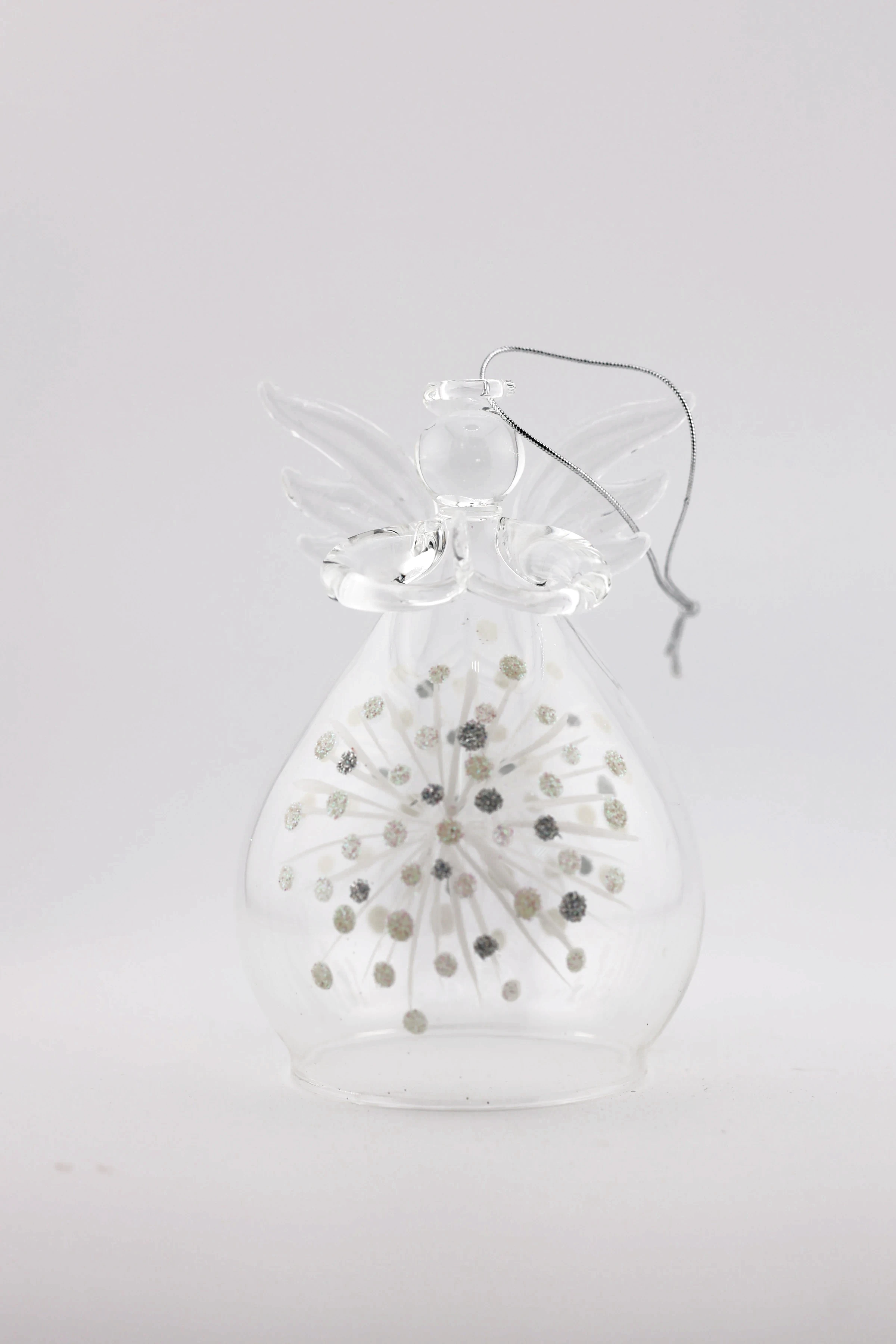 Ornement ange de Noël en verre blanc/argenté - Image 2