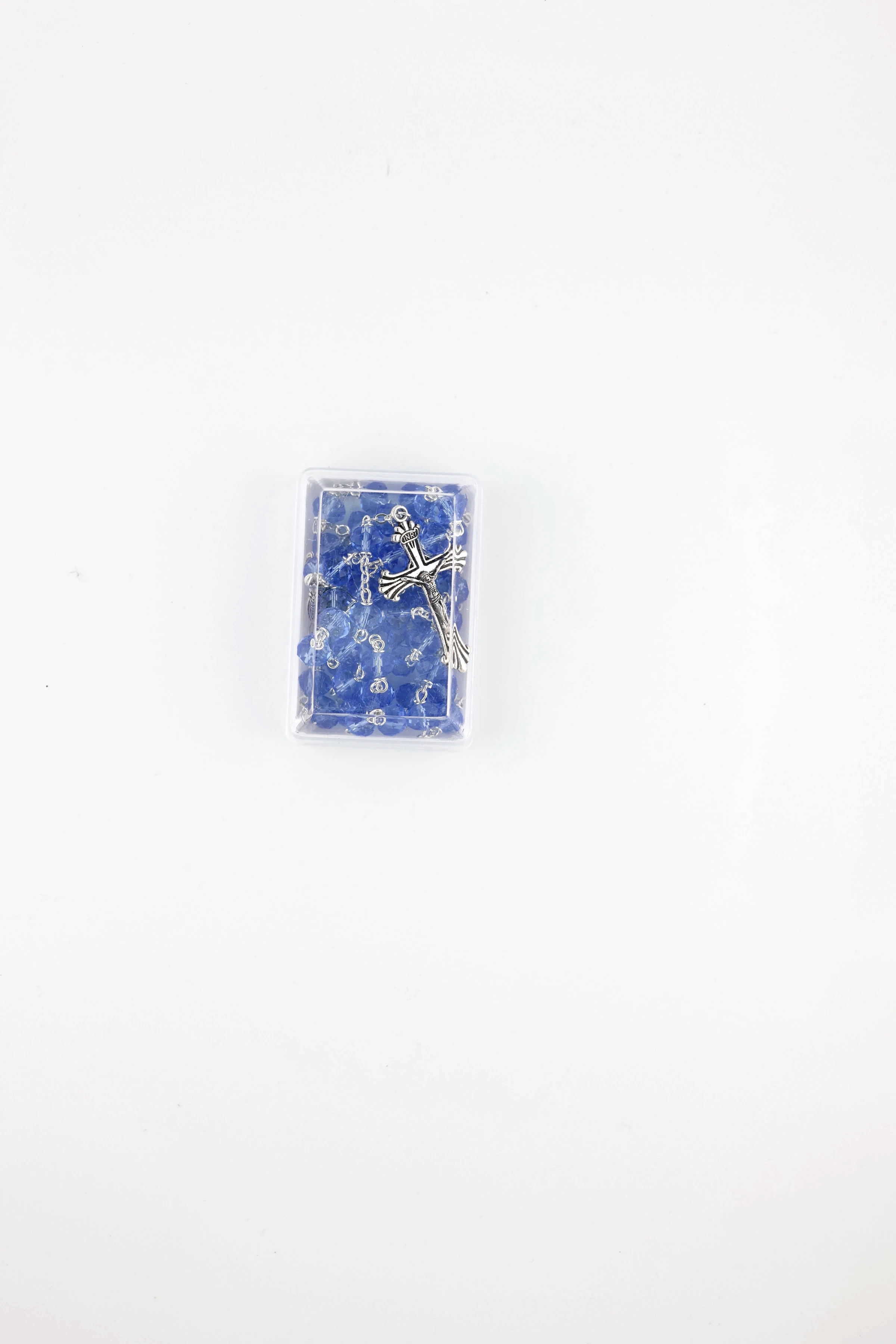 Rosary light blue crystal with box - Image 2